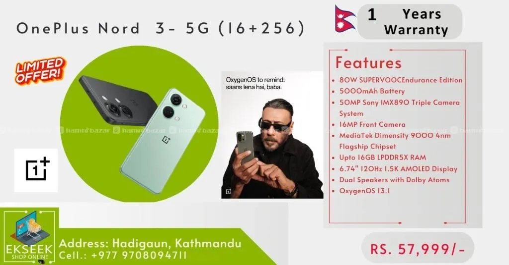 OnePlus Nord 3 (16GB+256GB) 5G - Smart Phone