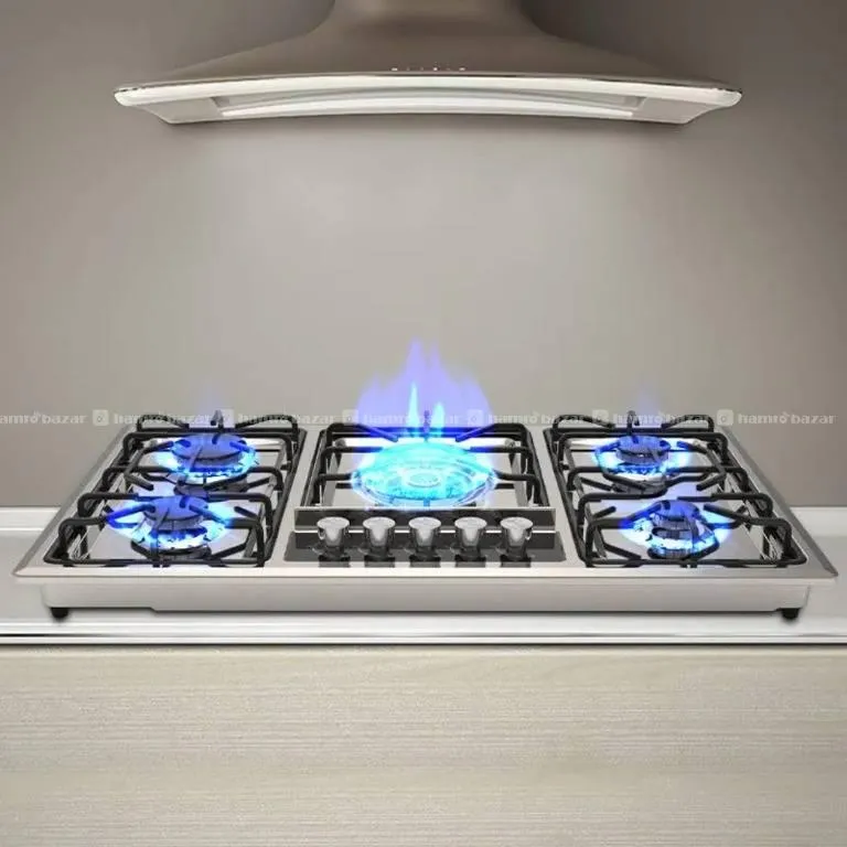 5 Burner Gas Kitchen Stove Stainless Steel