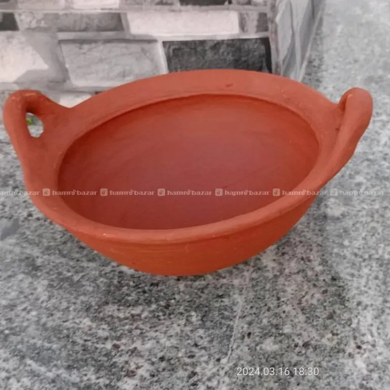 CLAY Ceramics Kadai 2.5Ltr with 1 Wooden Spatula