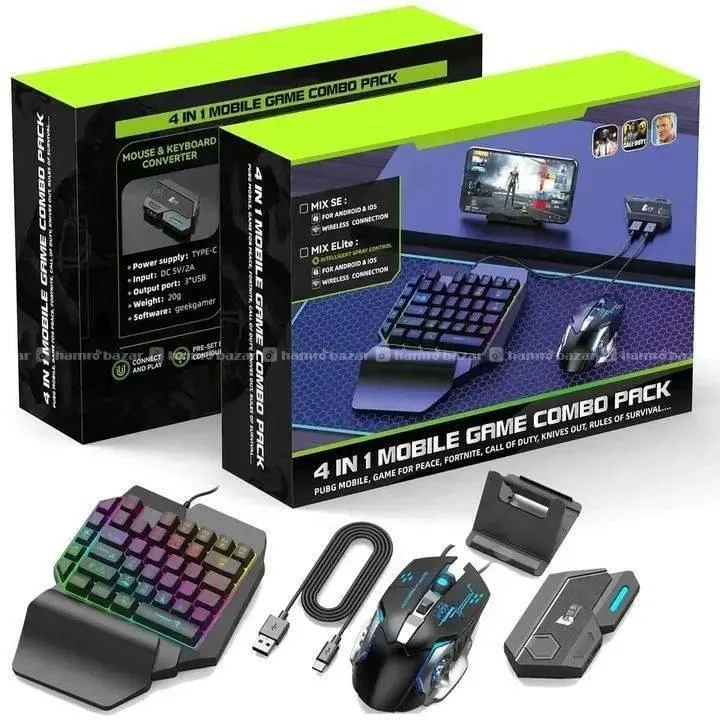 4 in 1 Gaming Keyboard Mouse Converter combo Phone