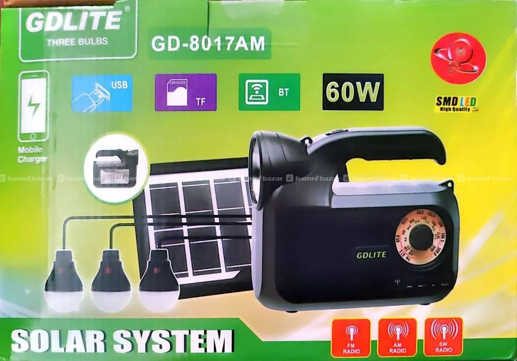 Mobile solar system GDLITE GD-8017AM with radio