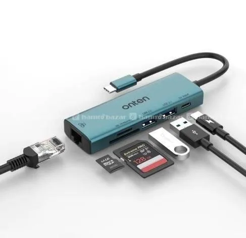 Onten UC122 6 In 1 USB-C To SD + TF Card Reader