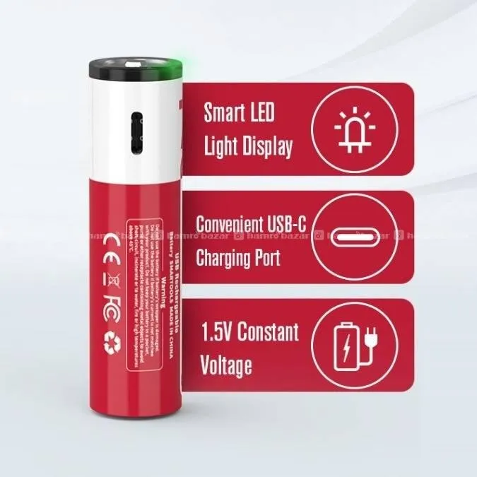 WST Type C Rechargeable AA Batteries 1 Pair
