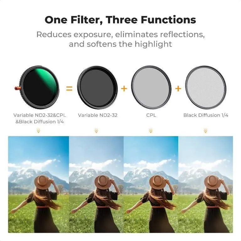 K&F 3 in 1 Filter V ND + CPL + Black mist 1/4