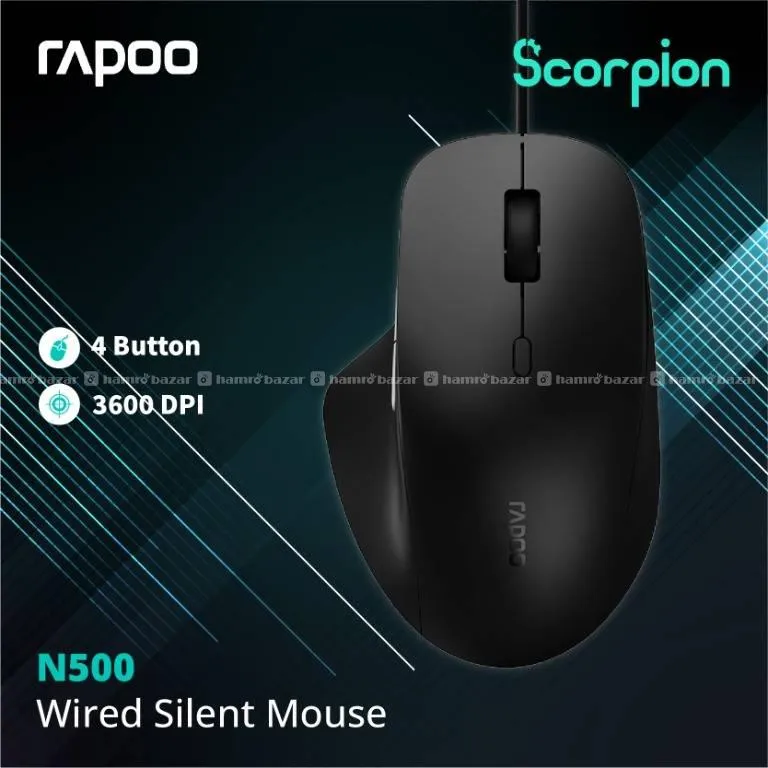 RAPOO N500 Gaming Wired Optical Mouse -Black