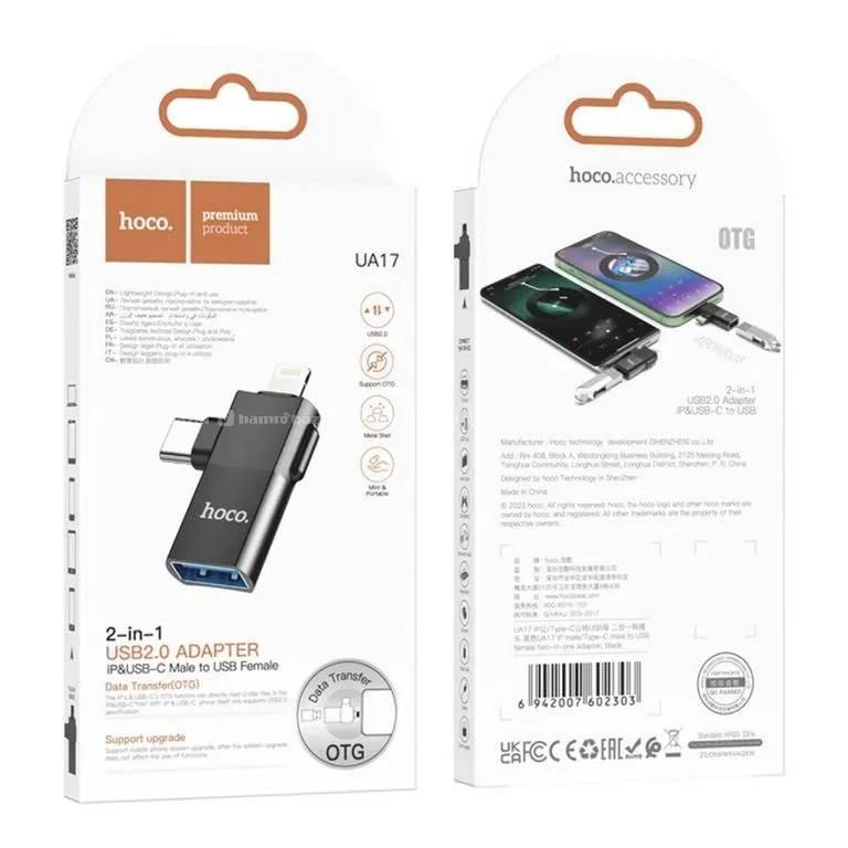 HOCO UA17 iPhone Male/Type-C Male To USB Female