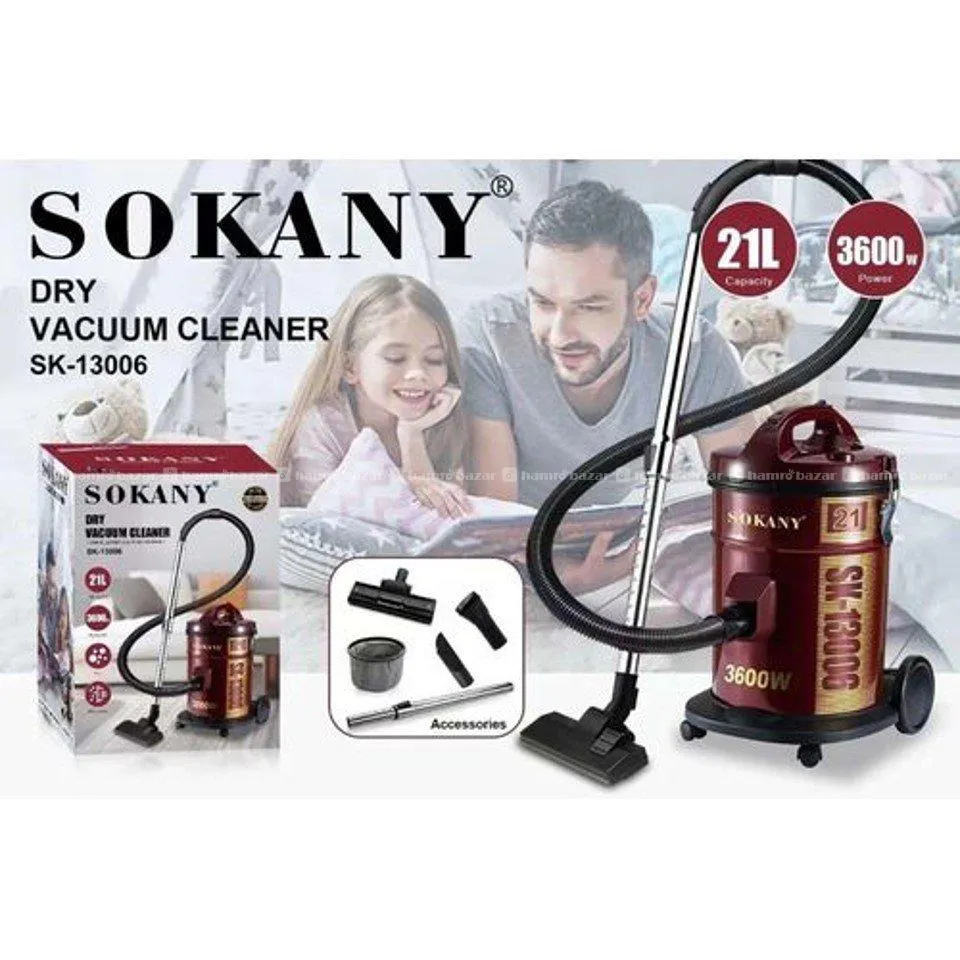Sokany Vacuum Cleaner 21 ltr (Drum type)