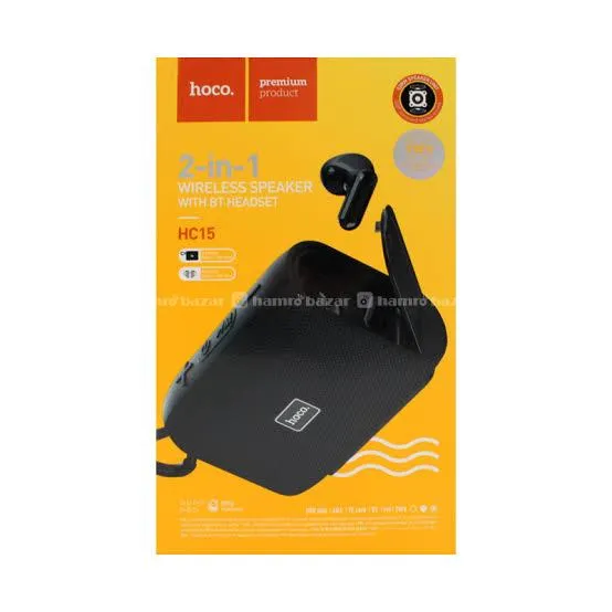 Hoco H15 2 in 1 TWS Bluetooth Speaker+Earbuds
