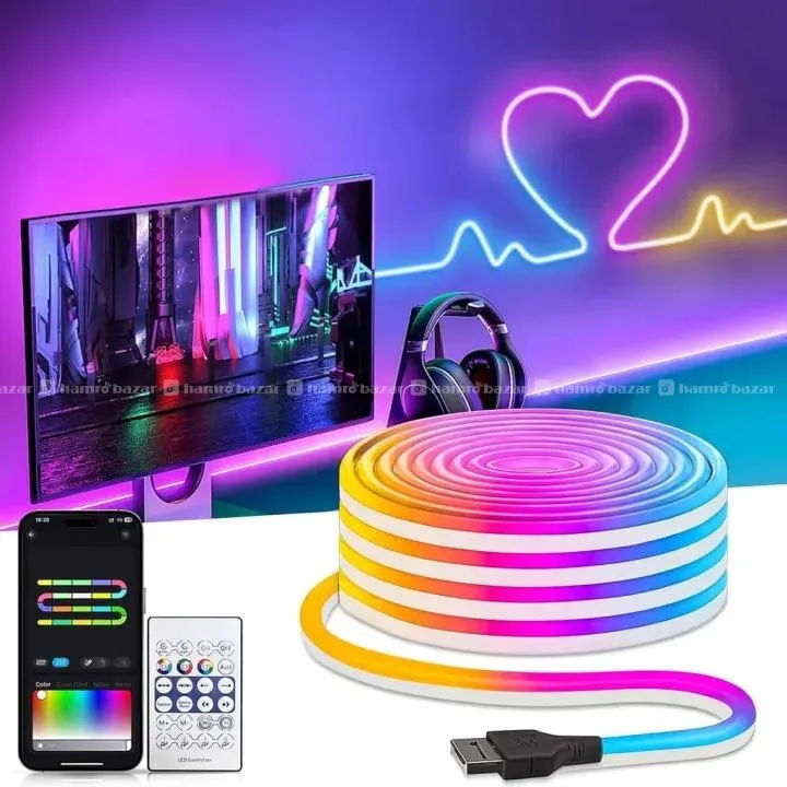 5V RGB Neon LED Strip Light - Mobile App & Remote