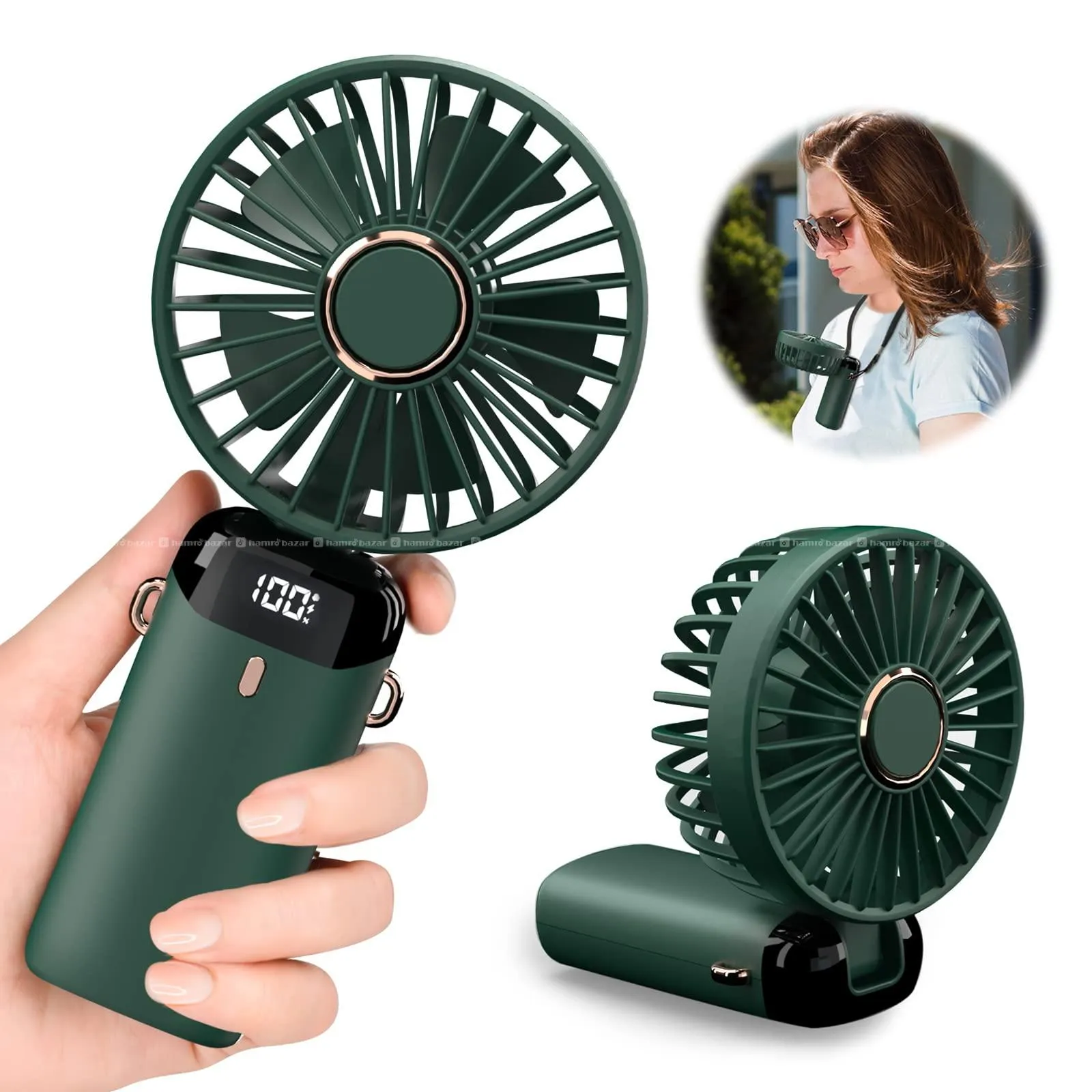 LED Digital Display Portable Rechargeable Fan