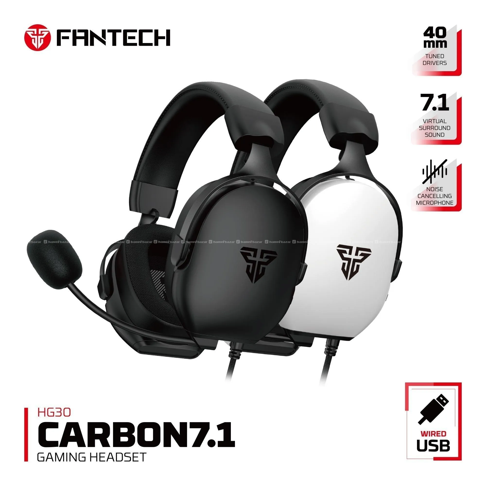 FANTECH HG30 CARBON 7.1 Gaming Headset-WHITE