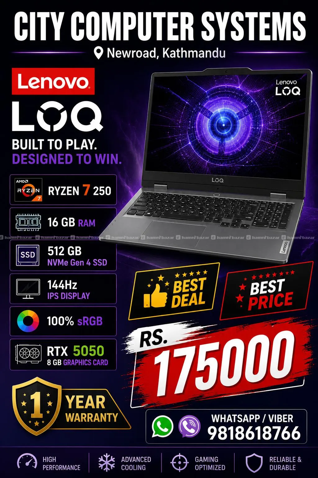 Lenovo LOQ- Ryzen 7 250 - 16 -512 GBSSD - RTX 5050