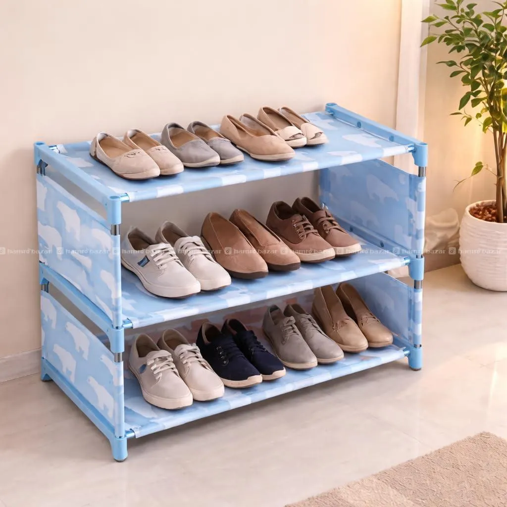 Shoe Rack 3 Tier Plastic Storage Shelf Stand