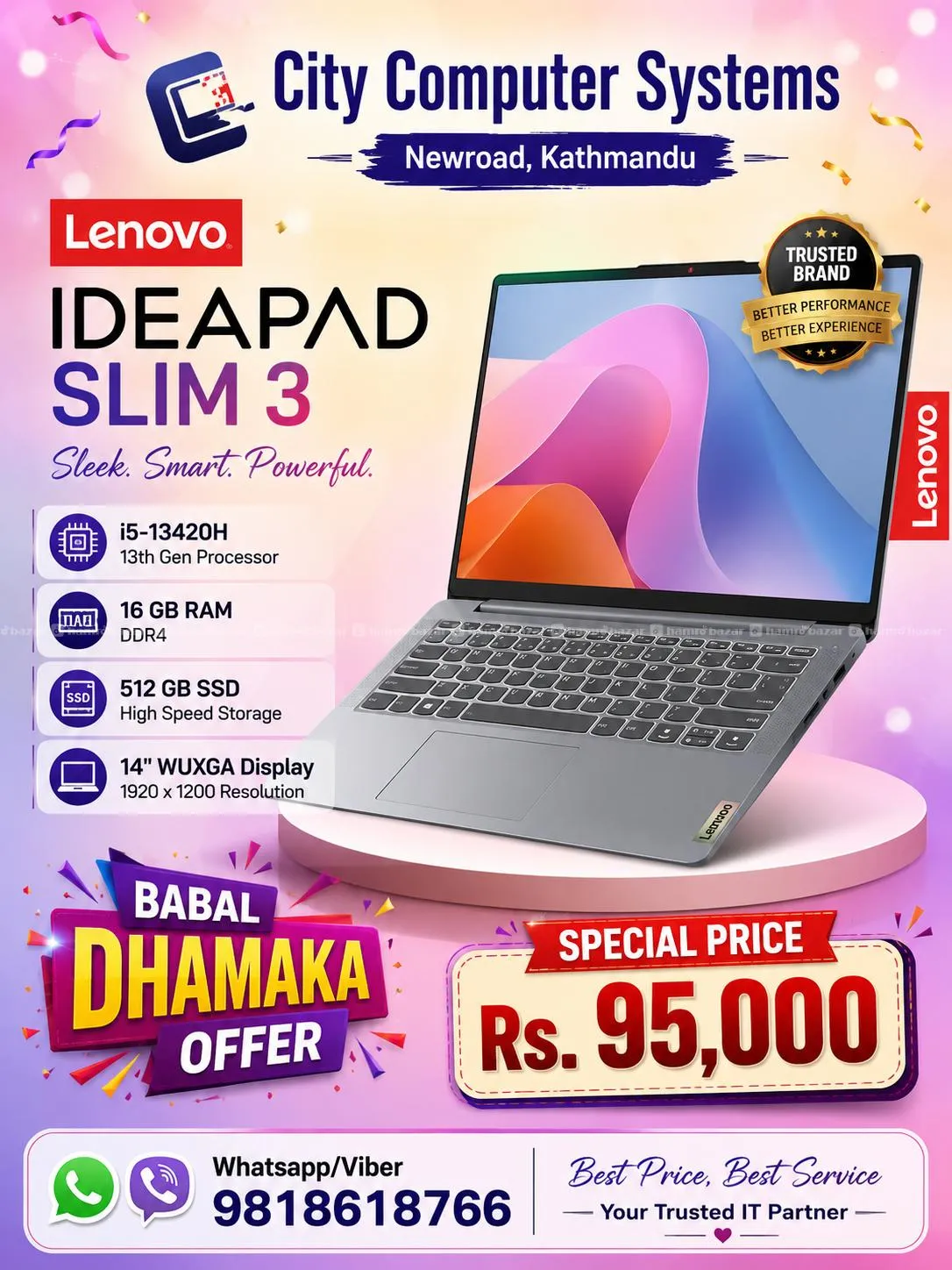 Lenovo IdeaPad Slim 3-i5 13420H - 16 / 512 GB SSD
