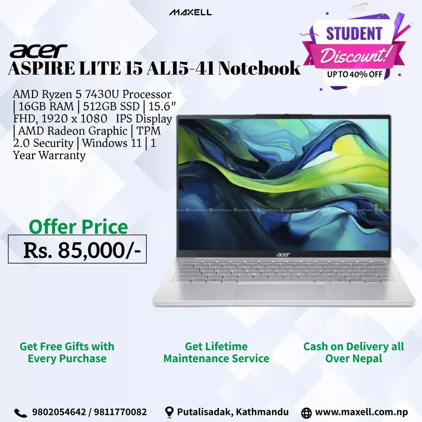 Buy Acer Aspire Lite 15 AL15-41 Notebook at Maxell