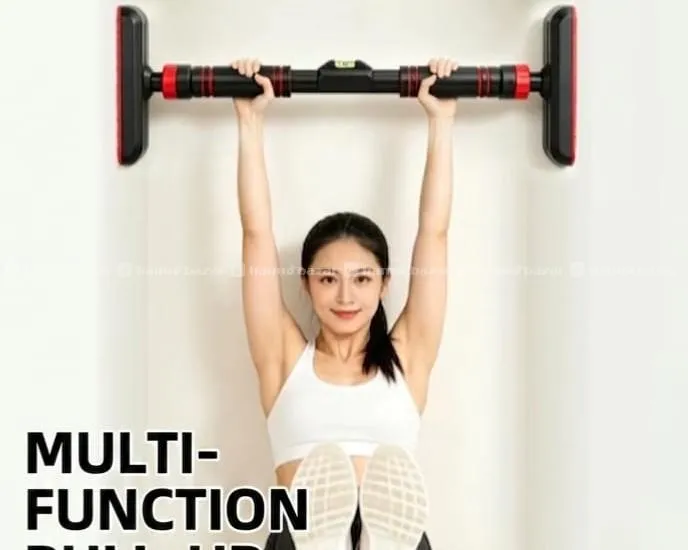 Adjustable Doorway Pull-Up Bar with Level Meter | No-Drill Home Gym Chin-Up Bar