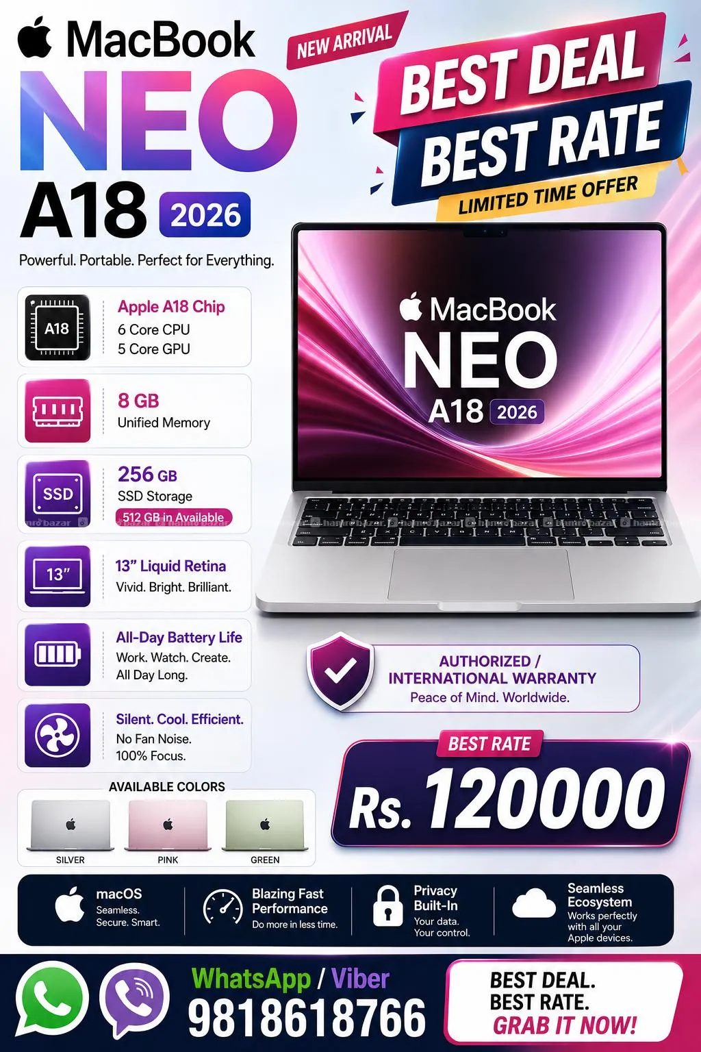 Apple MacBook Neo A18 8 GB Ram / 256 GB SSD