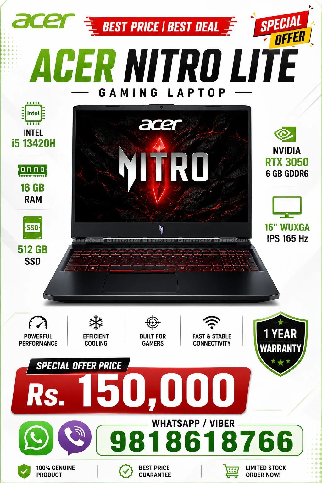 Acer Nitro Lite - i5 13420H-16/512 RTX 3050 6 GB