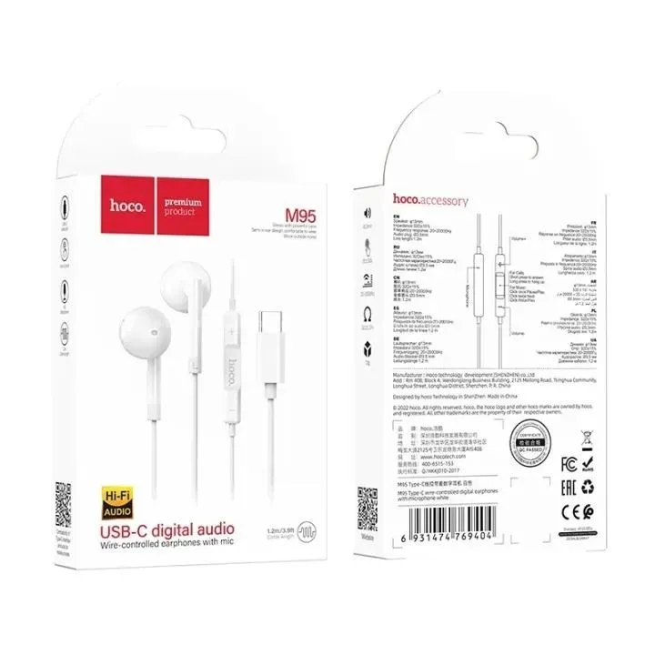 Hoco M95 Type-C Wire Earphones With Mic