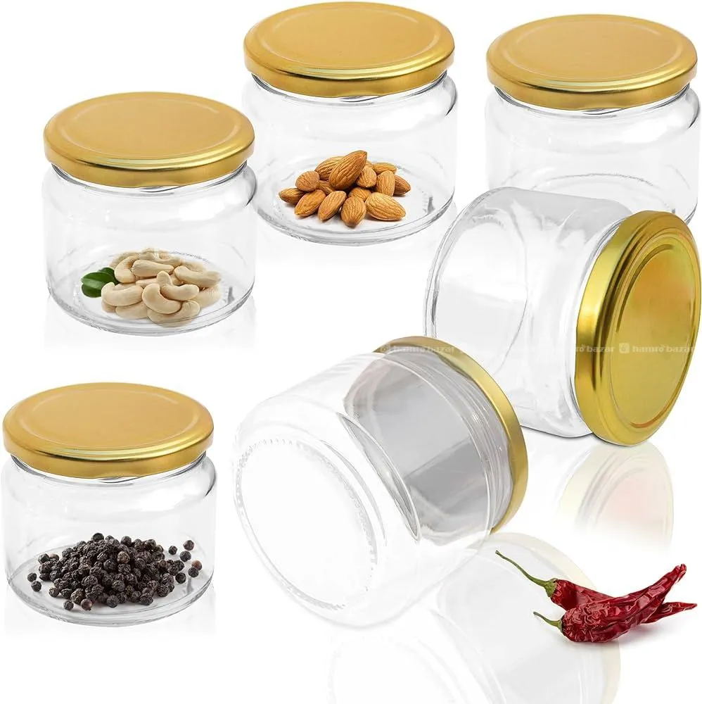 2 PIECES set of 250Ml Glass Round Jar With Lid
