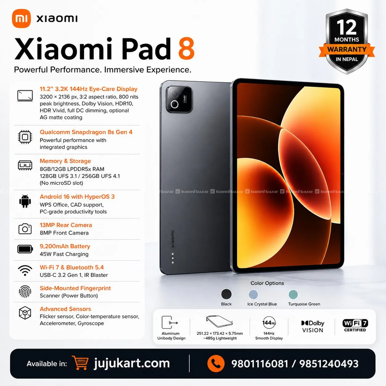 Xiaomi Pad 8 | 12/256 Tablet in Nepal