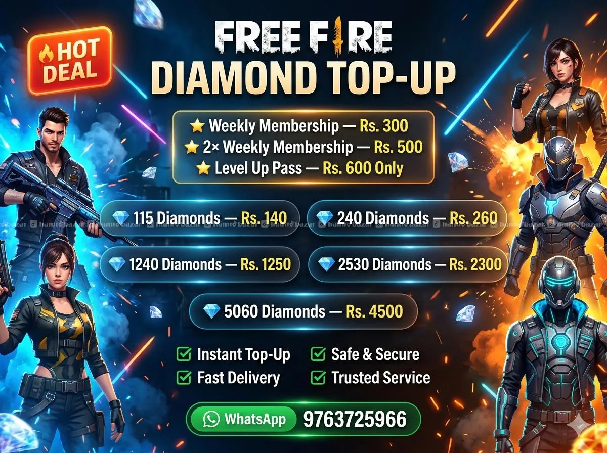freefire topup limited offer | whatsapp 9763725966