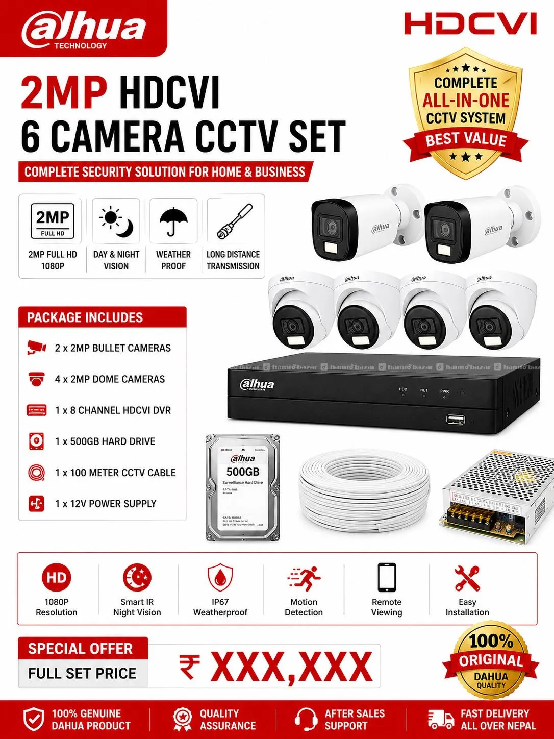 the Dahua 2MP HD HDCVI Complete CCTV Camera S