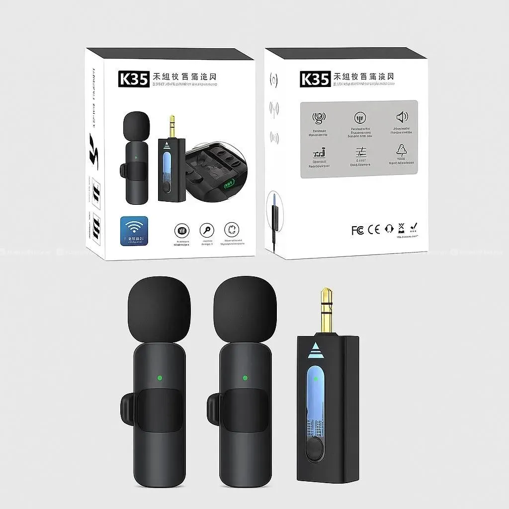 K35 Dual Wireless Mic for Smartphones Camera