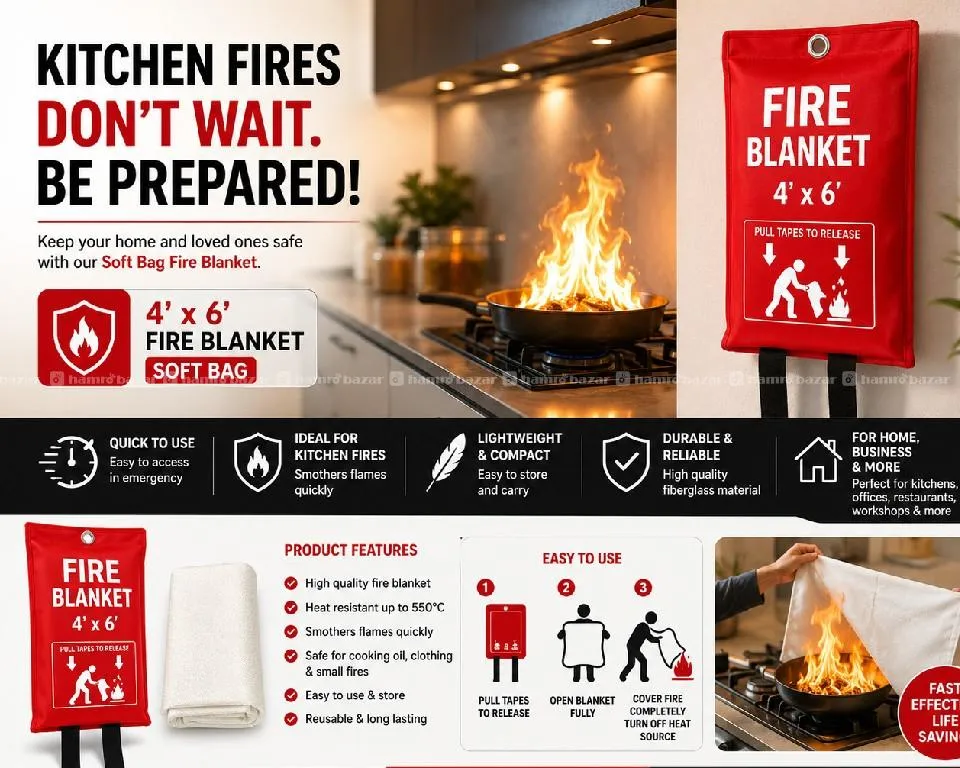 Fire blanket softe bag 4/6 ft