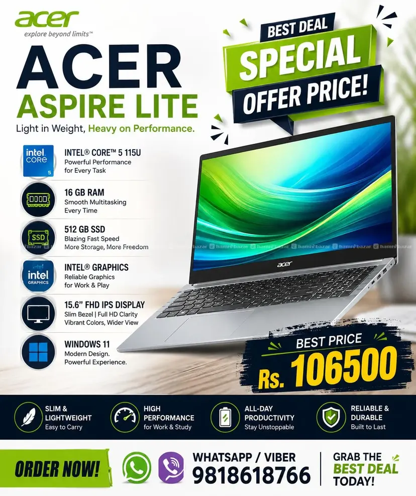 Acer Aspire Lite- Core 5 115U- 16 GB - 512 GB SSD