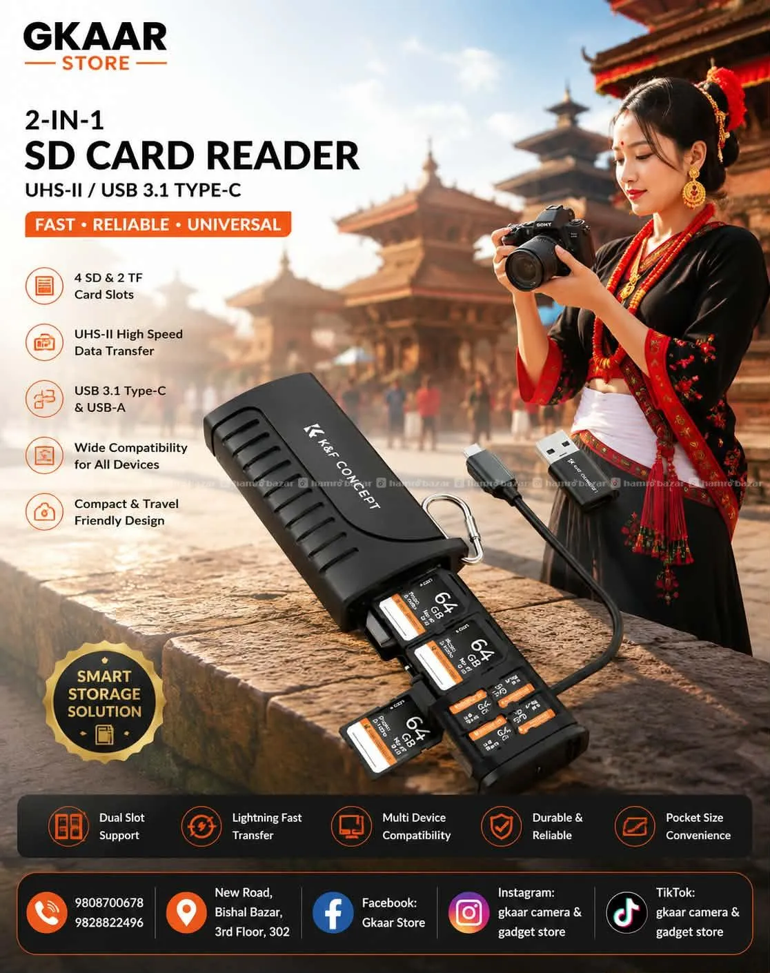 K&F Concept 2-in-1 SD Card Reader