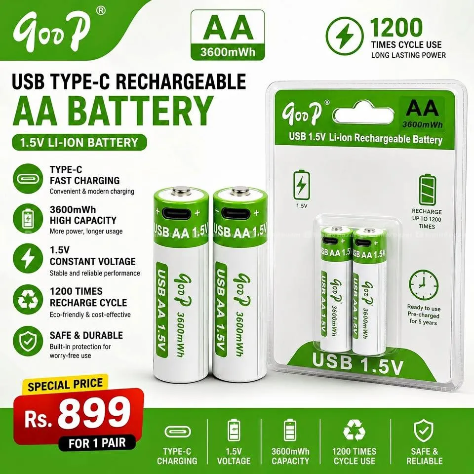 Goop 3600 mAh AA Sized 1.5V Rechargeable Battery.