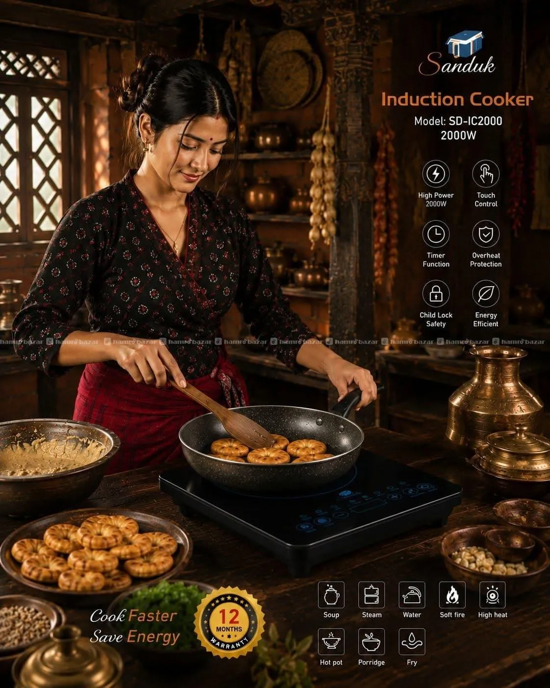 Sanduk 2000W Induction Cooker | Matt&Glossy Finish