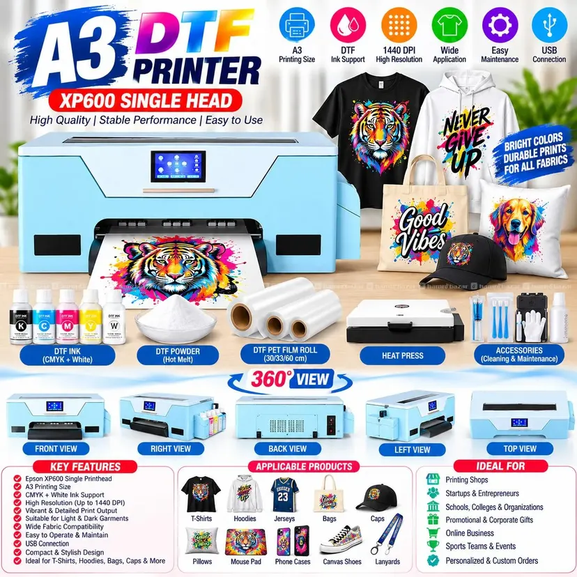 DTF Printer A3+ Size with Manual Dryer XP600 Head