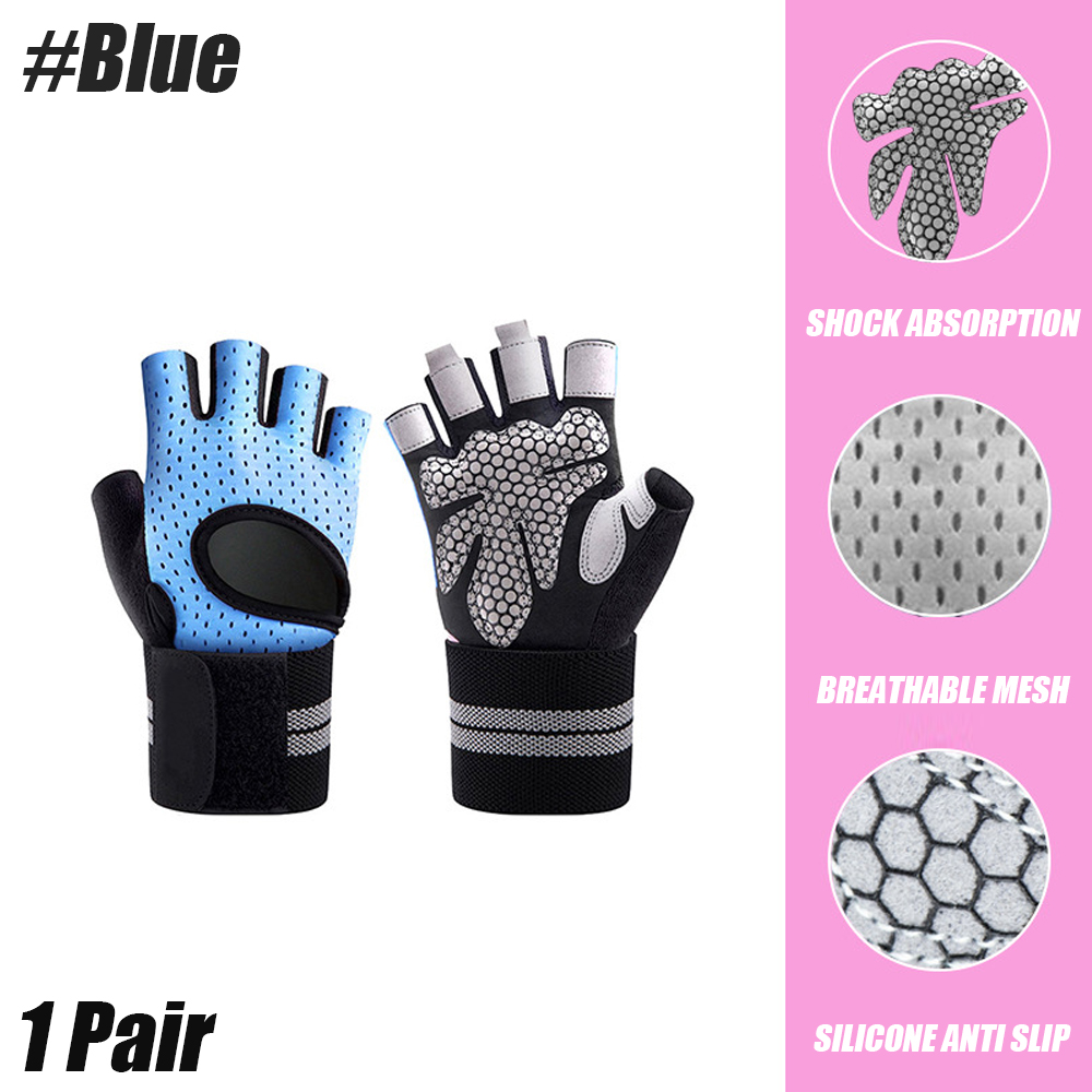 NEW 【Special offer】1Pair Workout Gloves with Wrist Wrap Support for Men Women,Weight Lifting Gloves Anti-Slip Padded Palm Fingerless Gloves for Gym