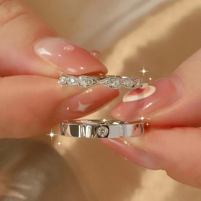 Luxury Zircon Couple Ring For Women Men Love Forever Adjustable Open Ring DENGYOUZHOU