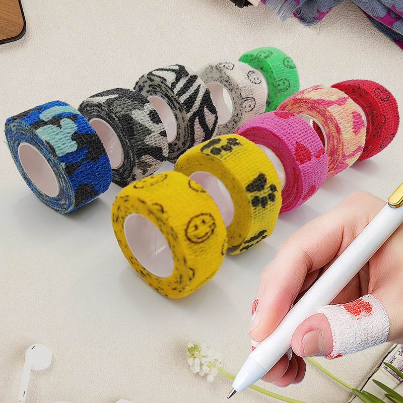 NEW 【Special offer】1Pc 0.98in/2.5cm Self-adherent Tattoo Bandage Printed Cohesive Tape High Elastic Gym Sports Support Non-Woven for Finger Ankle