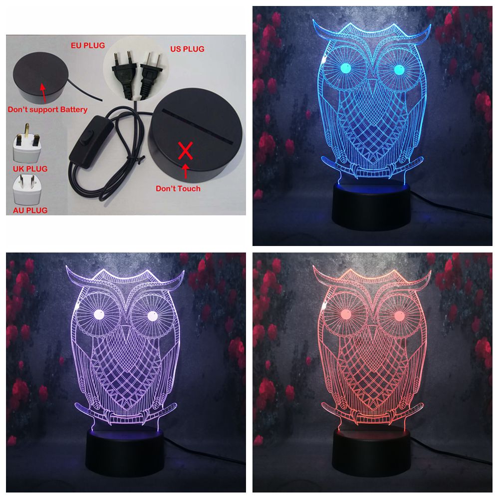 NEW 【Innovative design】Lovely Cartoon Series Owl Eagle Creative Night Light 3D LED Home Living Room Decor Mood Lighting Bulb Kid Apply Desk Table Lamps