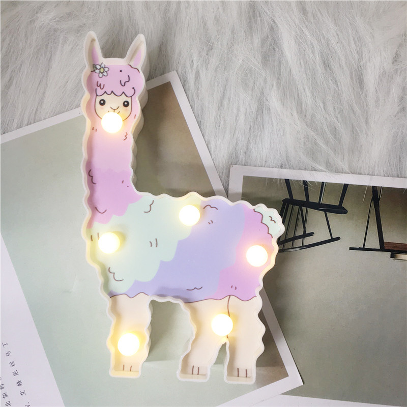 NEW 【Innovative design】Cartoon Alpaca LED Night Light Battery Power Home Table Lamp 3D Cute Lama Alpacos Gifts For Kids New Year Gift Party Lighting