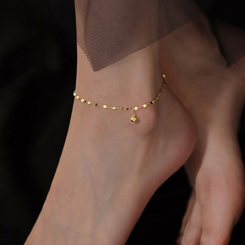 【NEW】 Lucky Beads Anklet For Women New Trendy Simple Flash Ankle Chain Spring Summer Jewelry Gift
