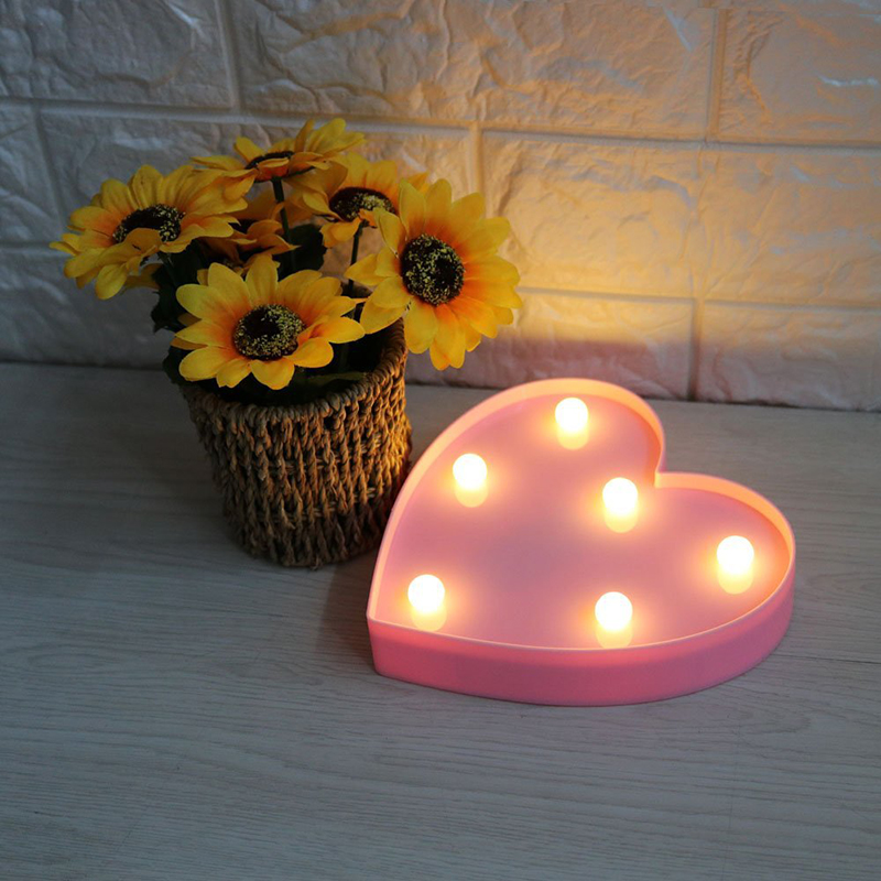 NEW 【Innovative design】New Romantic Heart Night Lamps 3D Marquee Letter LED Night Light Home Indoor Bedroom Decoration Kids Gifts