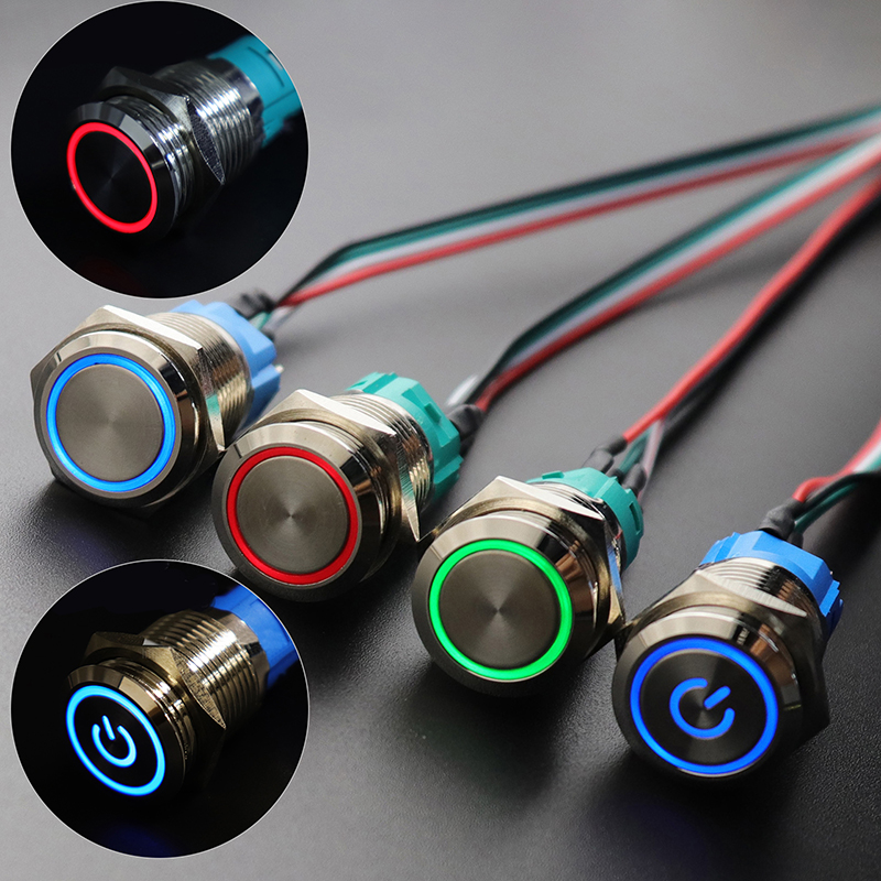 NEW Pc Host Start Power Sw Button Switch Computer Reset Sw Metal Ultra-Thin Push Button Switch With Led Indicator Red Green