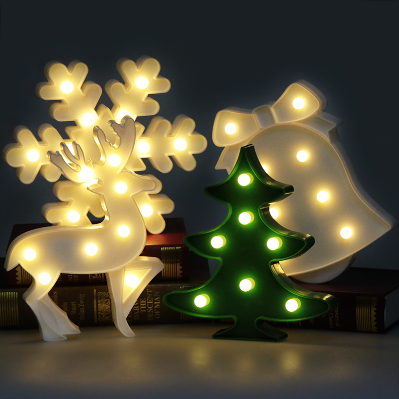 NEW 【Innovative design】LED Lamp 3D Night Lights Marquee Treelet Snowflake Bell Davids Deer LED Letter Night Lamp Baby Bedroom Decoration Kids Gift