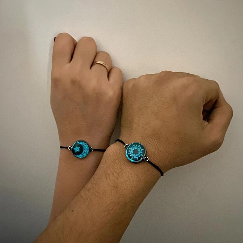 【High Cost-Performance】 2 PCS/Set Fashion Luminous Sun Moon Couple Bracelet For Women Men Lover BE