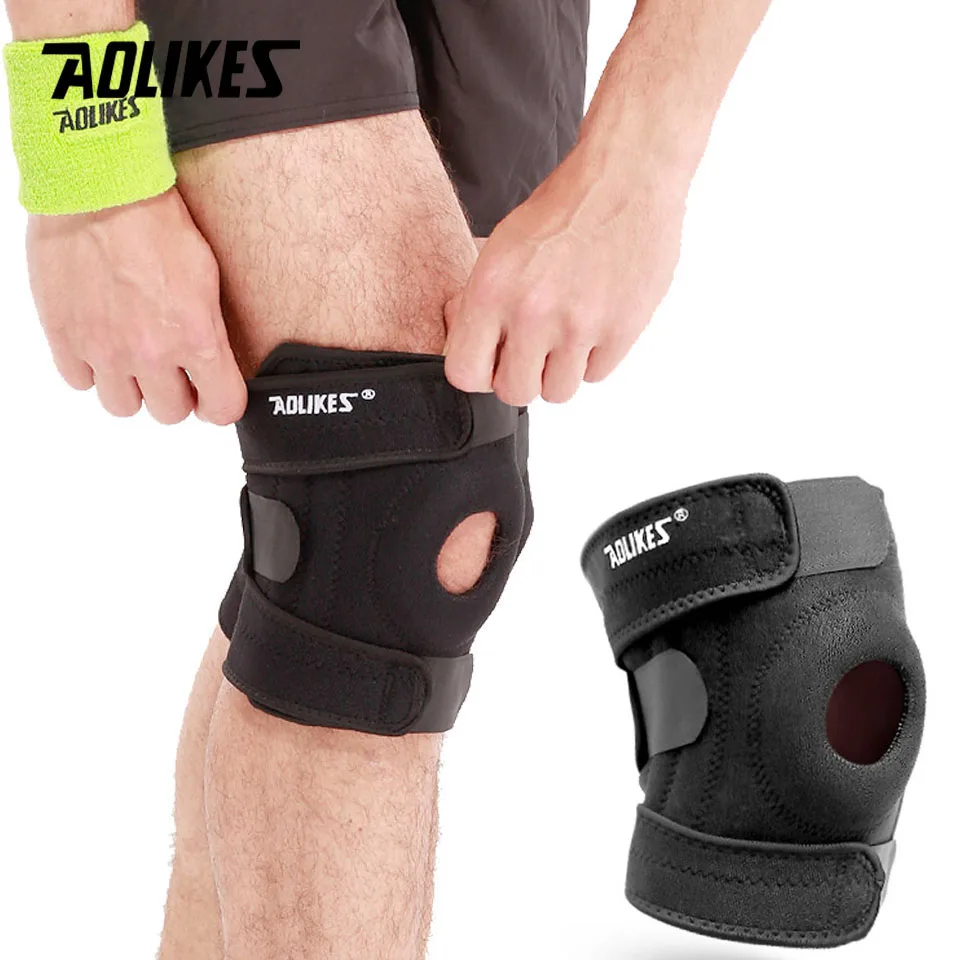 NEW 【Special offer】AOLIKES 1PC Adjustable Compression Knee Brace, Knee Support for Injury Recovery, Running, Workout Knee Support for Men and Wome