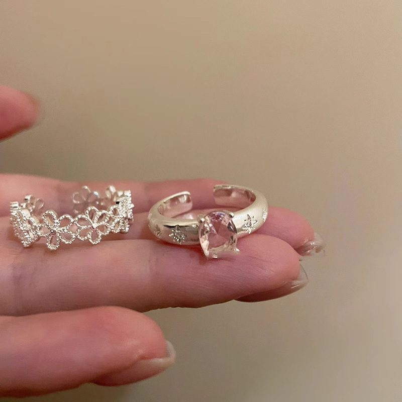Fashion Sweet Hollow Flower Rings For Women Girls Romantic Opening Adjustable Finger Rings Wedding Jewelry Accessories Gifts Mzea