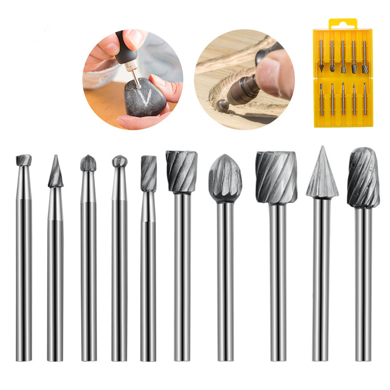 NEW 【Innovative design】10Pcs Professional Durable HSS High Speed Steel Rotary Cutter Files Grinding Engraving Drilling Bit Hand Tool Set