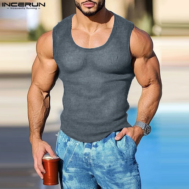 #) Style Vest Muscle Vest Collar VINCERUN Men's Deep Sleeveless Sando Casual Vest (Western 250317