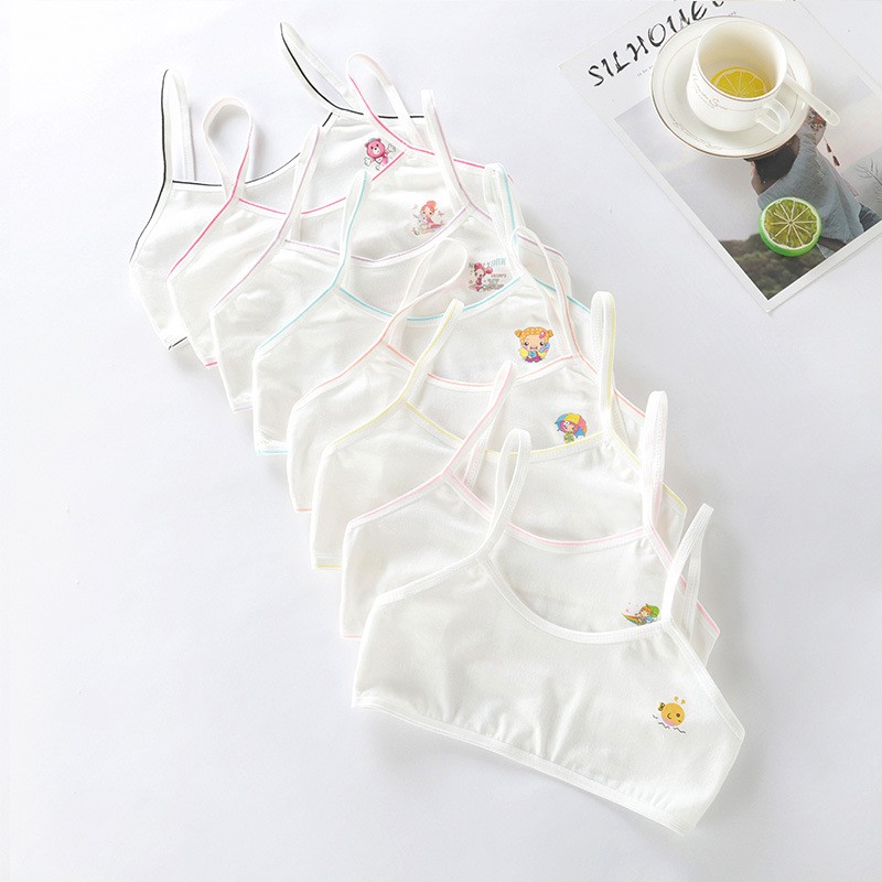HOT 1 Pc Random Patterns Pick Girls Bras Wireless Innerwear Cotton Girl Training Bra Soft Adolescence Female Brassiere Kids Bustier