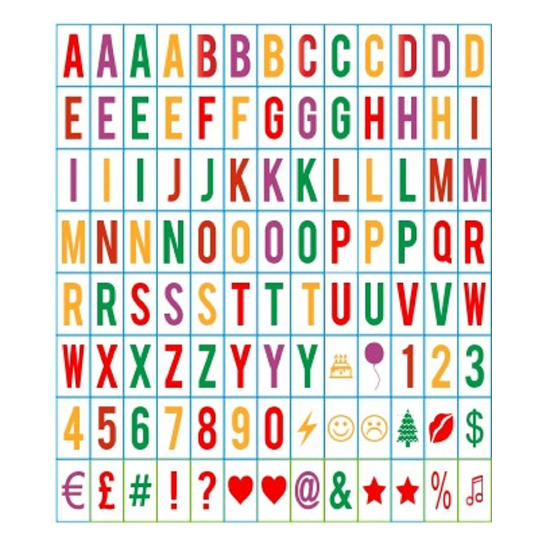 NEW 【Innovative design】Letter Symbol Pack For A4 Cinematic Light Up Sign Box Cinema LED Letter Lamp (104 Multicolor Letters And Symbols)